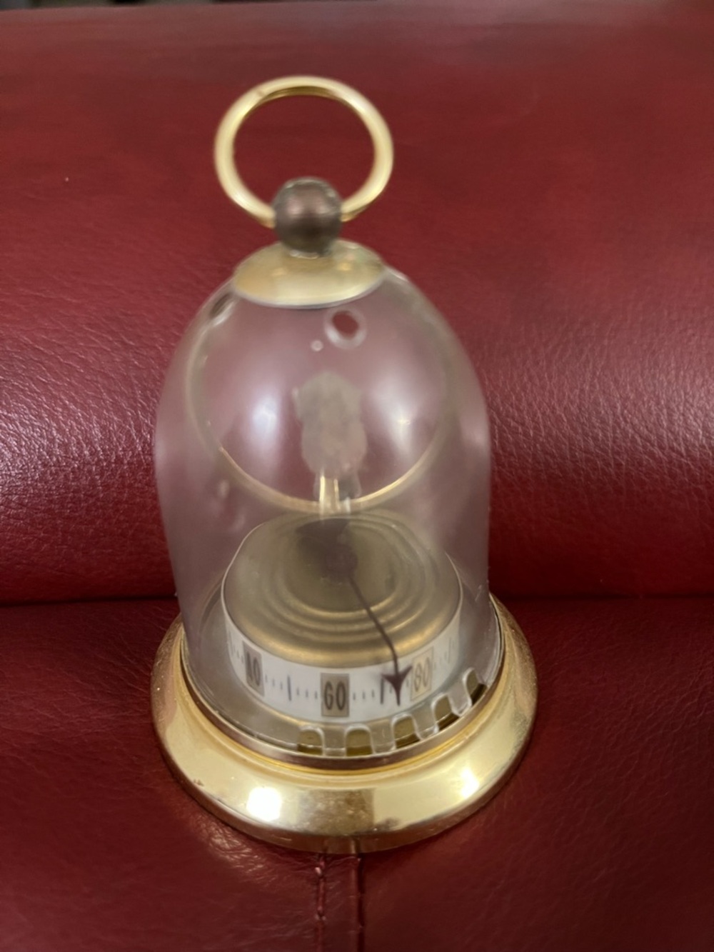 Vintage Thermometer-Hygrometer with Felt Bird in Dome - Picture 3 of 7